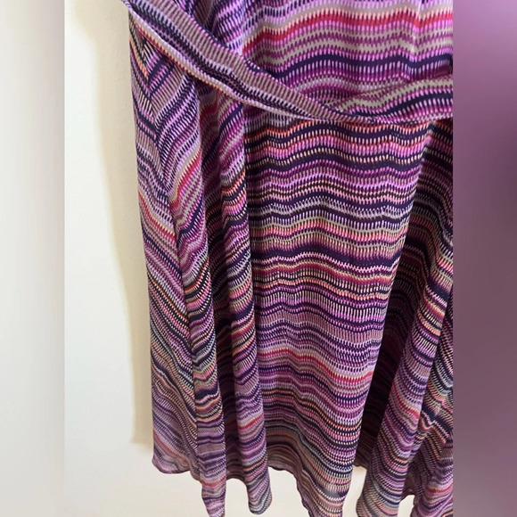 Maison Tara Purple Striped Multi Midi Dress Sz 12 Classic Spring Easter Dress - Picture 4 of 13